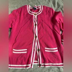 Chaps Cardigan Sweater, Hot pink